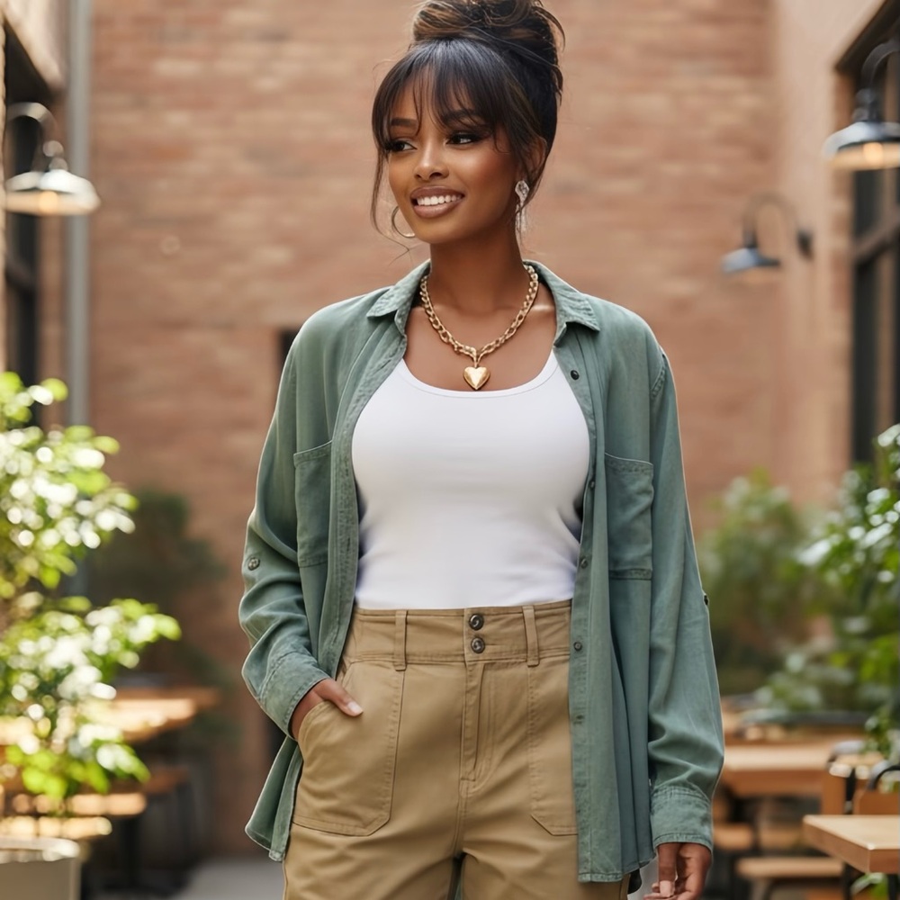 Rock & Republic Green Button Down Shirt